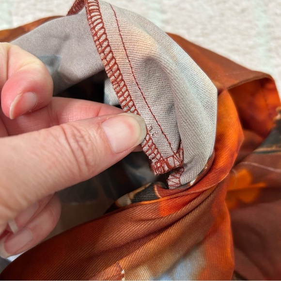 VNTG 70's Panhandle Slim Orange Blue Brown Butterfly Snap Front Shirt Size 14/36 - Picture 16 of 16